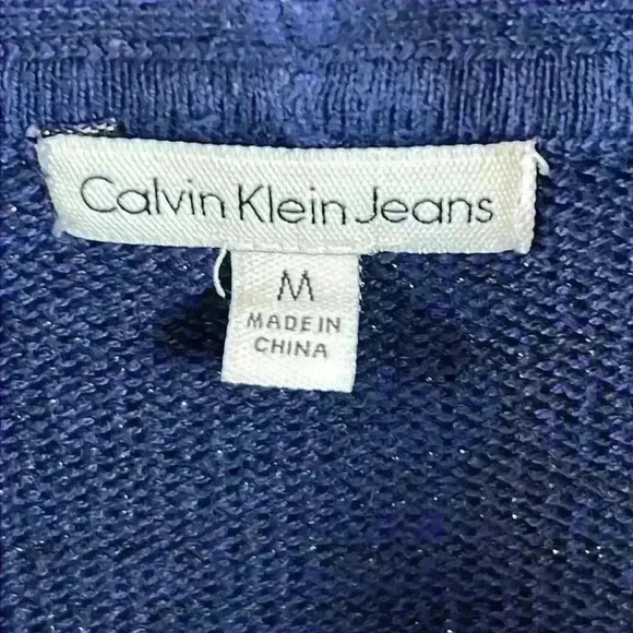 Calvin Klein Jeans Pullover Sweater Women’s Medium Navy Cowl Neck Cotton Blend - Picture 2 of 11